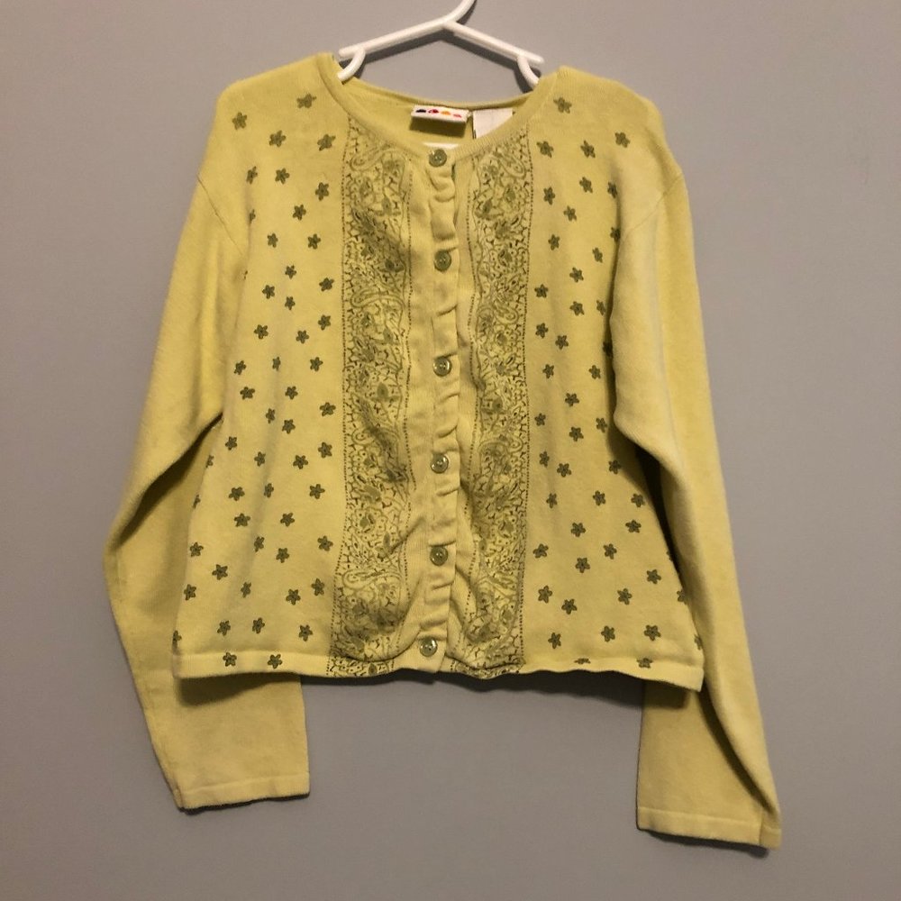 Gymboree 1999 XXL 7 yrs Green Olive cardigan